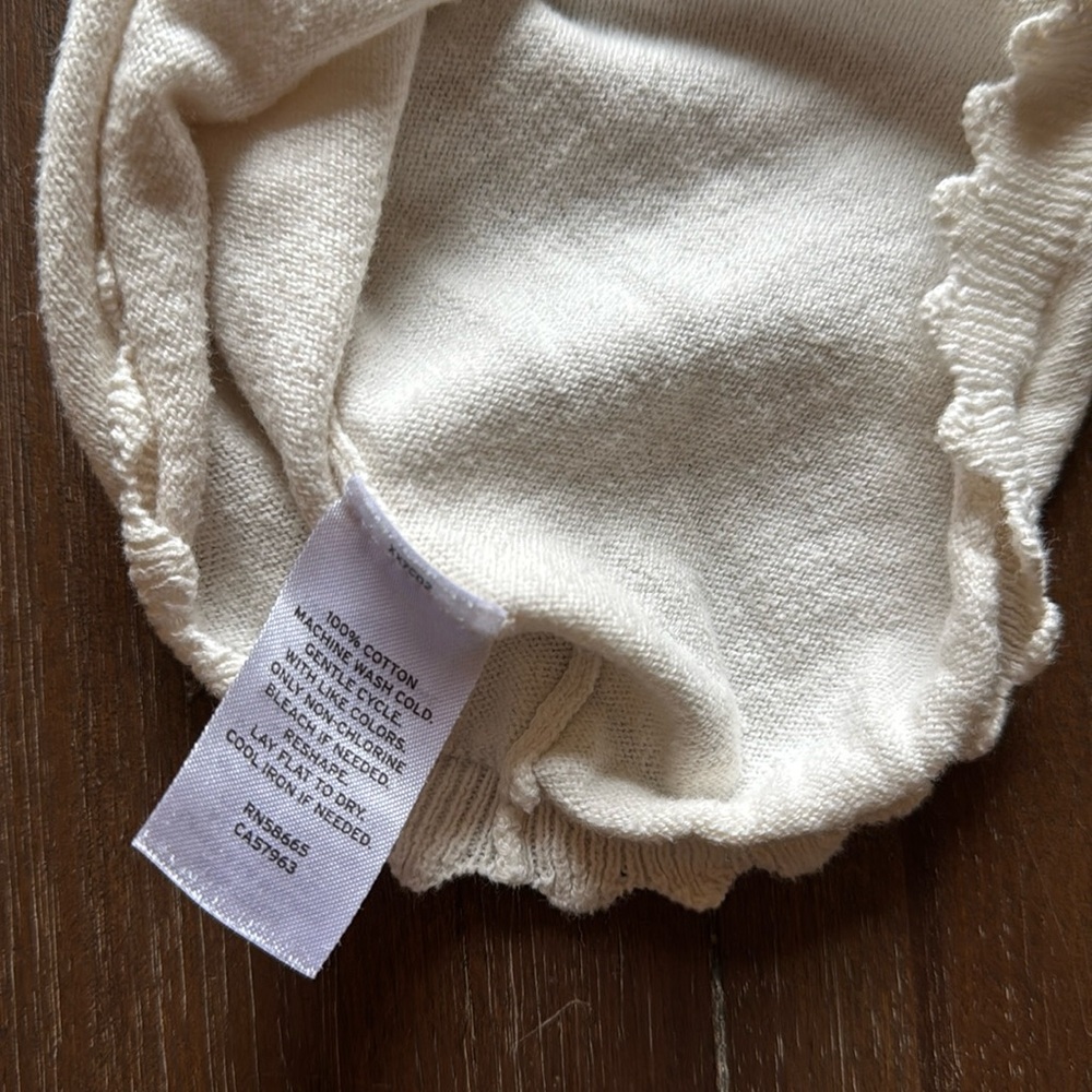 Size 7 Harper Canyon cream off white bolero cardigan cotton sweater - Picture 5 of 6